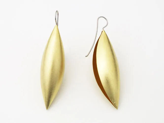 18K Yellow Gold Cocoon Pendant Earrings~62mm