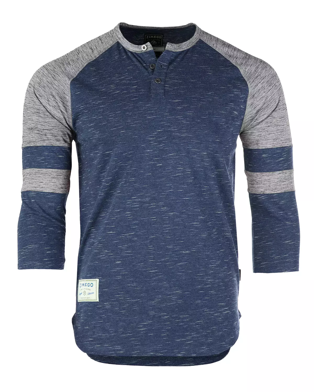 3/4 Sleeve NAVY Baseball Football College Raglan Henley Athletic T-Shirt