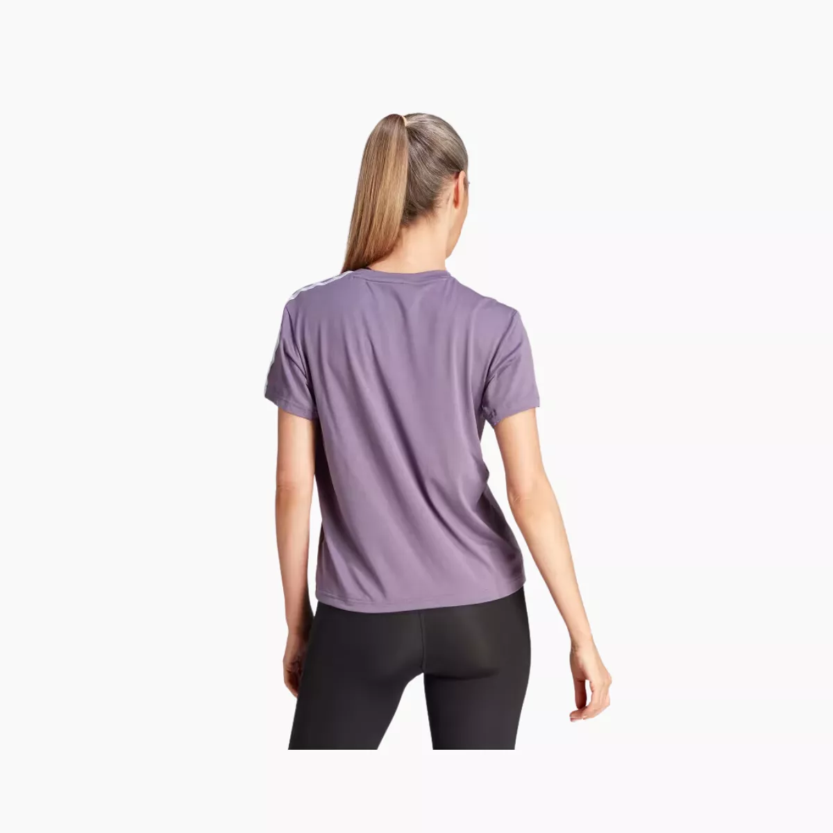 Adidas Aeroready Train Essentials 3 Stripes Women's Training T-shirt -Shadow Violet / White