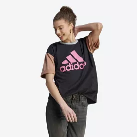 ADIDAS WOMEN'S BIG LOGO BOYFRIEND BLACK/PINK TEE