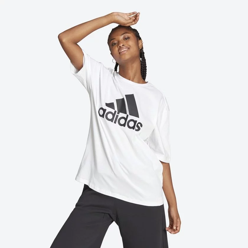 ADIDAS WOMEN'S ESSENTIALS BIG LOGO BOYFRIEND WHITE TEE