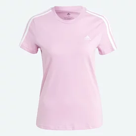 ADIDAS WOMEN'S ESSENTIALS SLIM 3-STRIPES PURPLE TEE