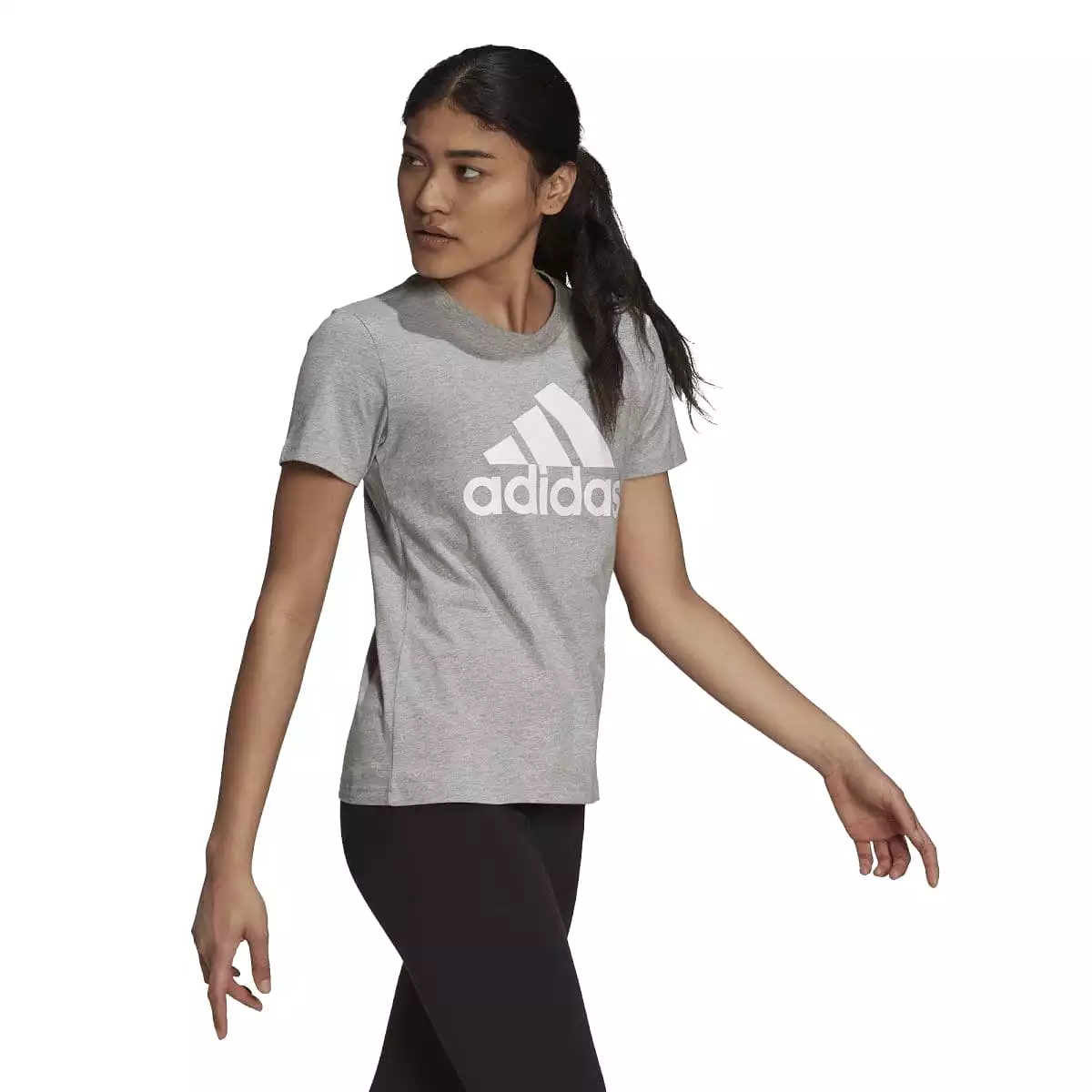 ADIDAS WOMEN'S LOUNGEWEAR ESSENTIALS LOGO GREY TEE