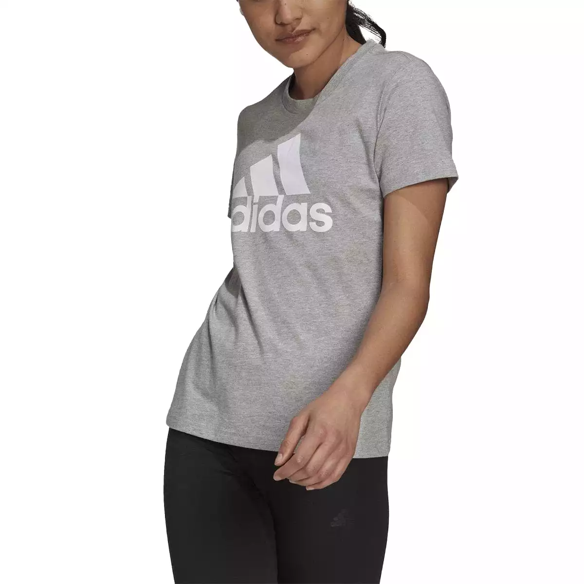 ADIDAS WOMEN'S LOUNGEWEAR ESSENTIALS LOGO GREY TEE