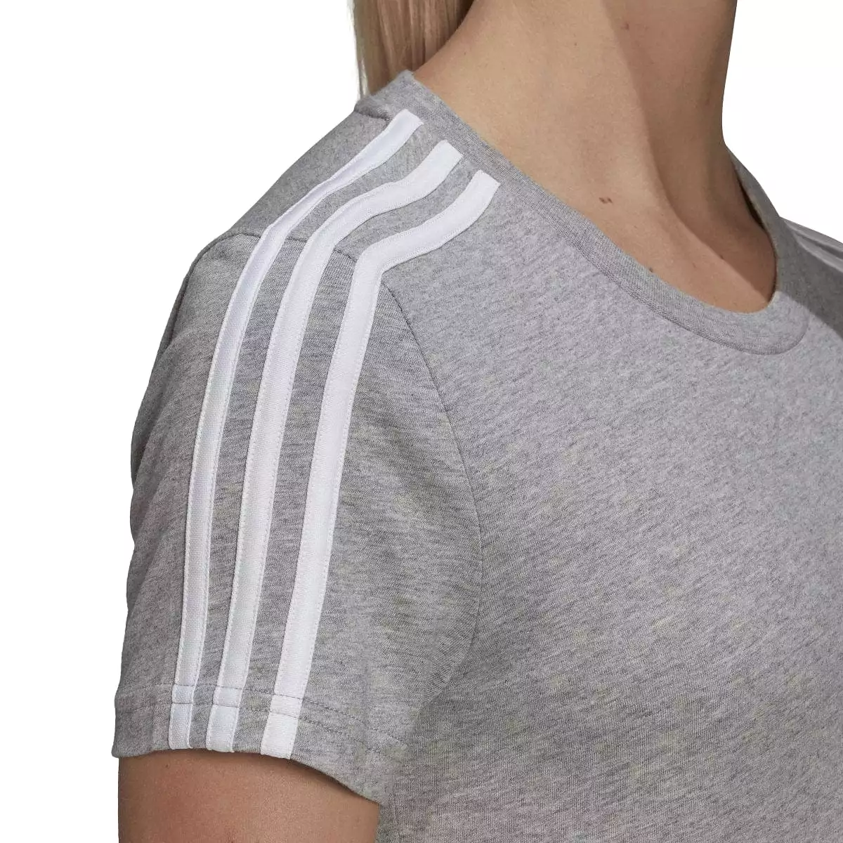 ADIDAS WOMEN'S LOUNGEWEAR ESSENTIALS SLIM 3-STRIPES GREY TEE