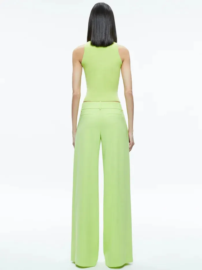 Alice + Olivia Eric Low-Rise Pant in Sharp Green