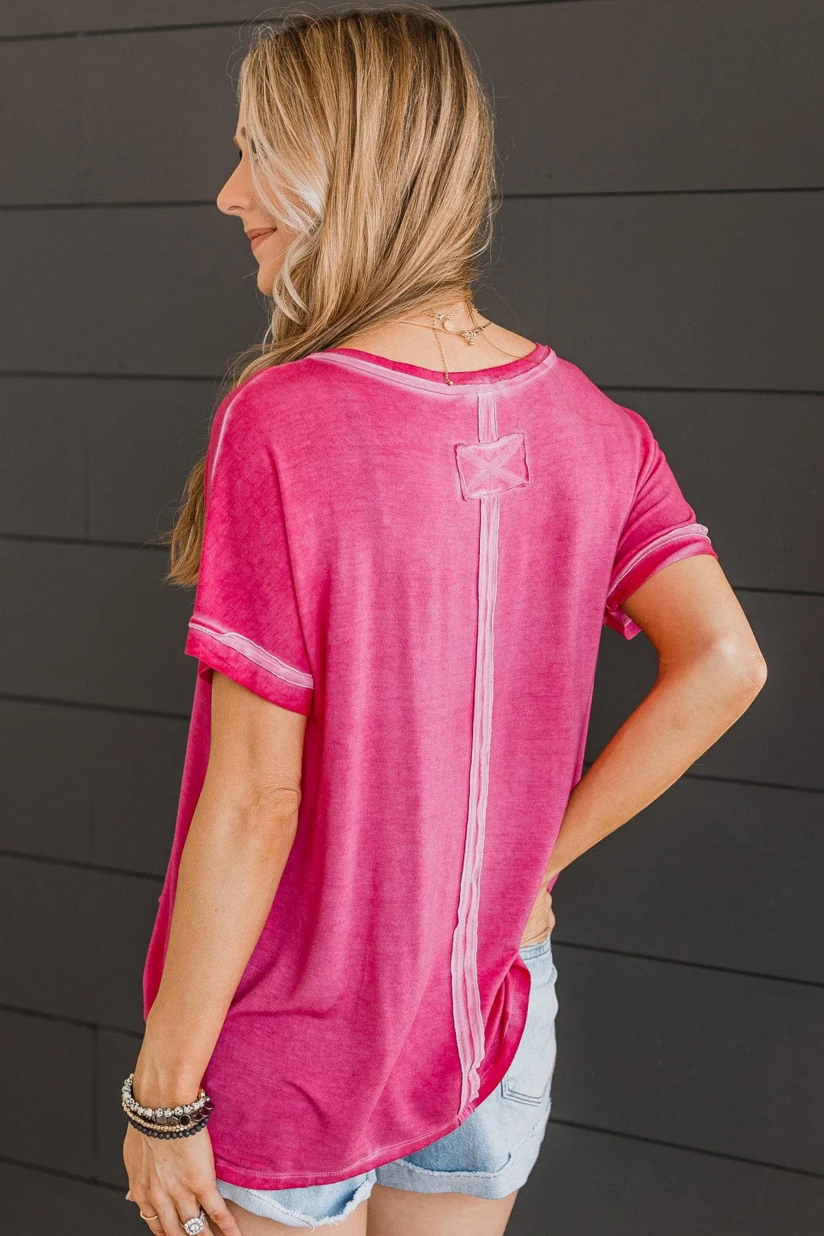 Always Memorable V-Neck Top- Hot Pink