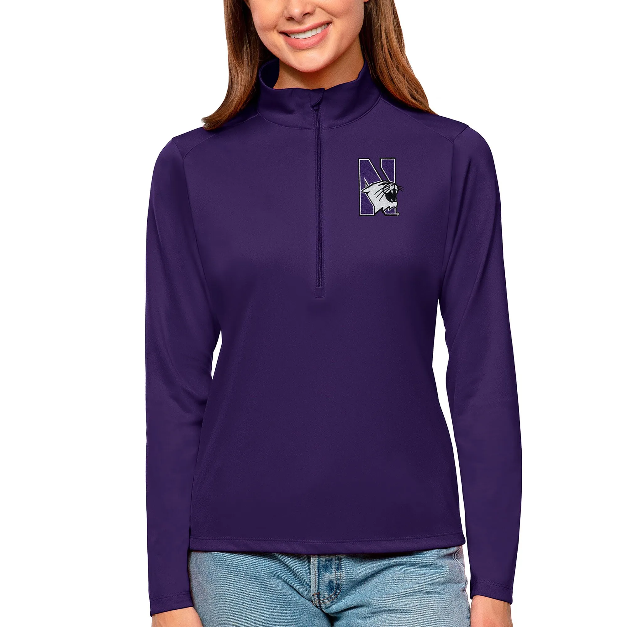 Antigua Northwestern Wildcats Women's Purple Tribute Quarter-Zip Pullover Top