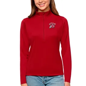 Antigua Utah Utes Women's Red Tribute Quarter-Zip Pullover Top