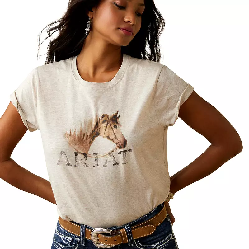 'Ariat' Women's Caballo T-Shirt - Oatmeal Heather