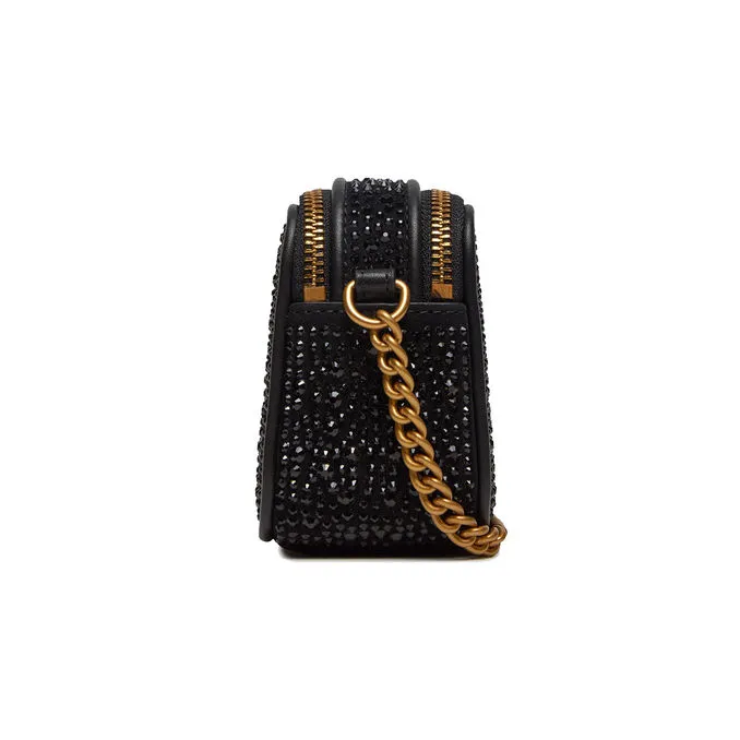 BAG CAMERA CASE FULL STRASS Woman Black Antique Gold 