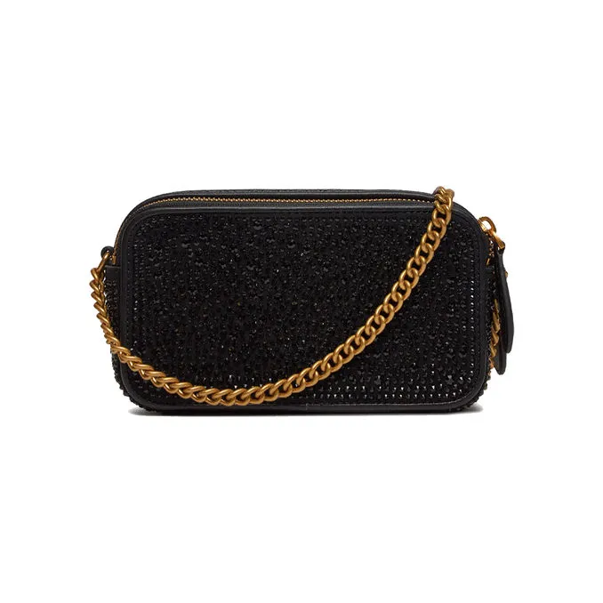 BAG CAMERA CASE FULL STRASS Woman Black Antique Gold 