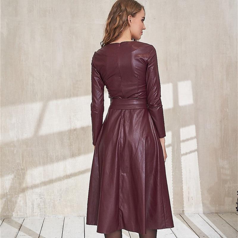 Belted Leather Dress For Women