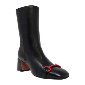 Black Leather Back Red Stripe Boot