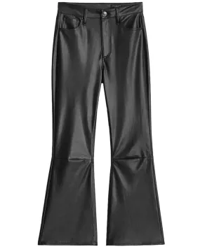 Black Vegan Leather Casey Cropped Flare Pant