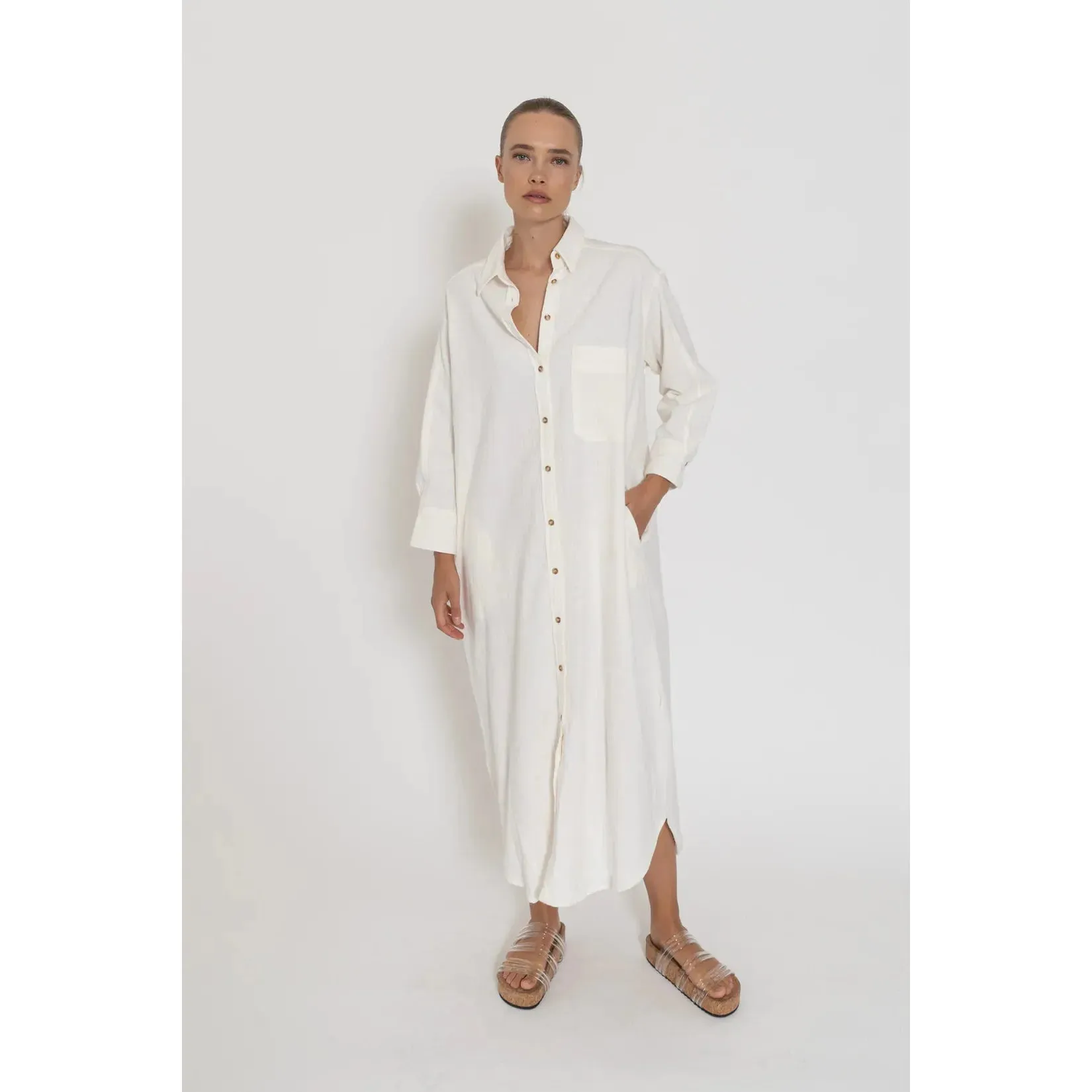 Capri Shirt Dress | White