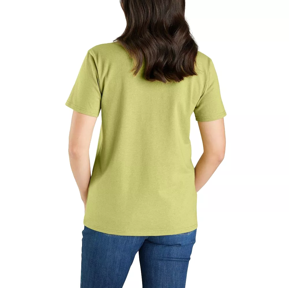 'Carhartt' Women's Heavyweight Floral Logo T-Shirt - Green Olive Heather