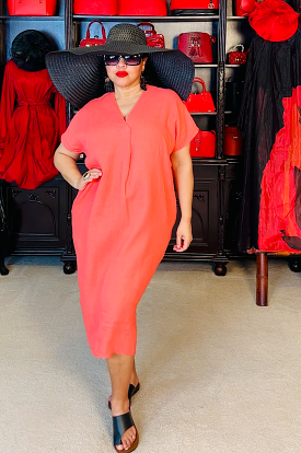 Coral Italian Linen Dress