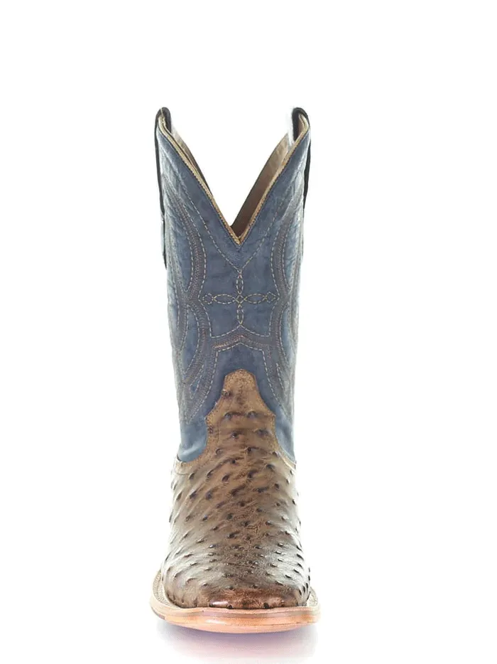 Corral A4052 Mens Ostrich Embroidery Square Toe Western Boot Navy And Orix