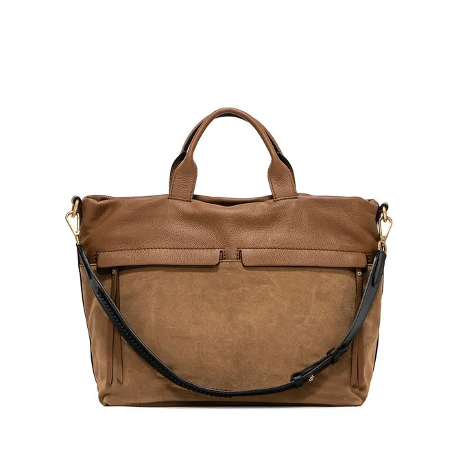 DUNA HANDBAG IN SUEDE AND LEATHER Woman Cuoio