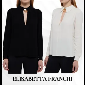 ELISABETTA FRANCHI  |Plain Party Style Office Style Elegant Style Formal Style