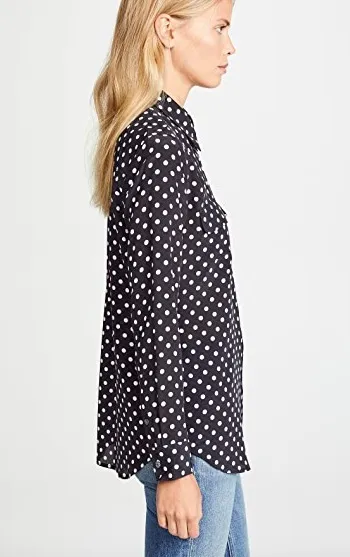 Equipment  |Dots Casual Style Silk Long Sleeves Medium Office Style