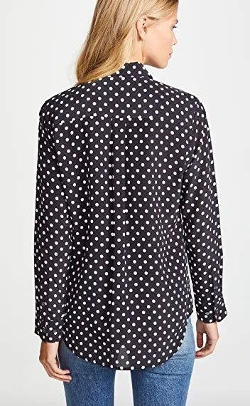 Equipment  |Dots Casual Style Silk Long Sleeves Medium Office Style