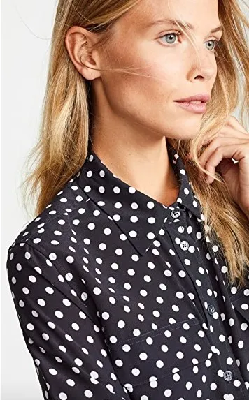 Equipment  |Dots Casual Style Silk Long Sleeves Medium Office Style