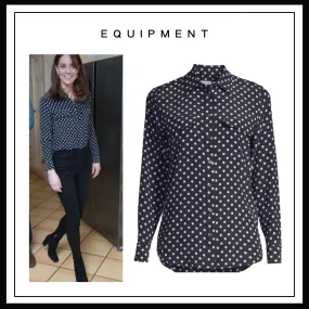 Equipment  |Dots Casual Style Silk Long Sleeves Medium Office Style