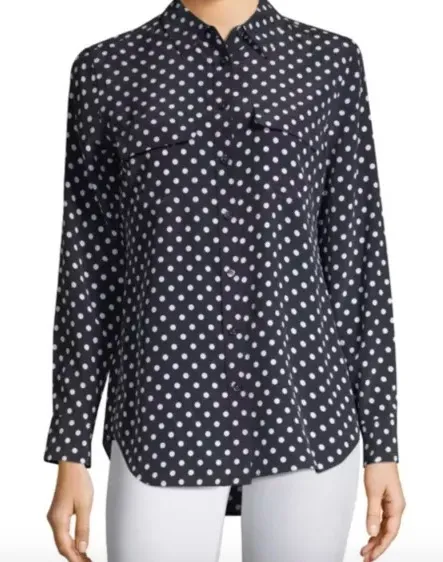 Equipment  |Dots Casual Style Silk Long Sleeves Medium Office Style