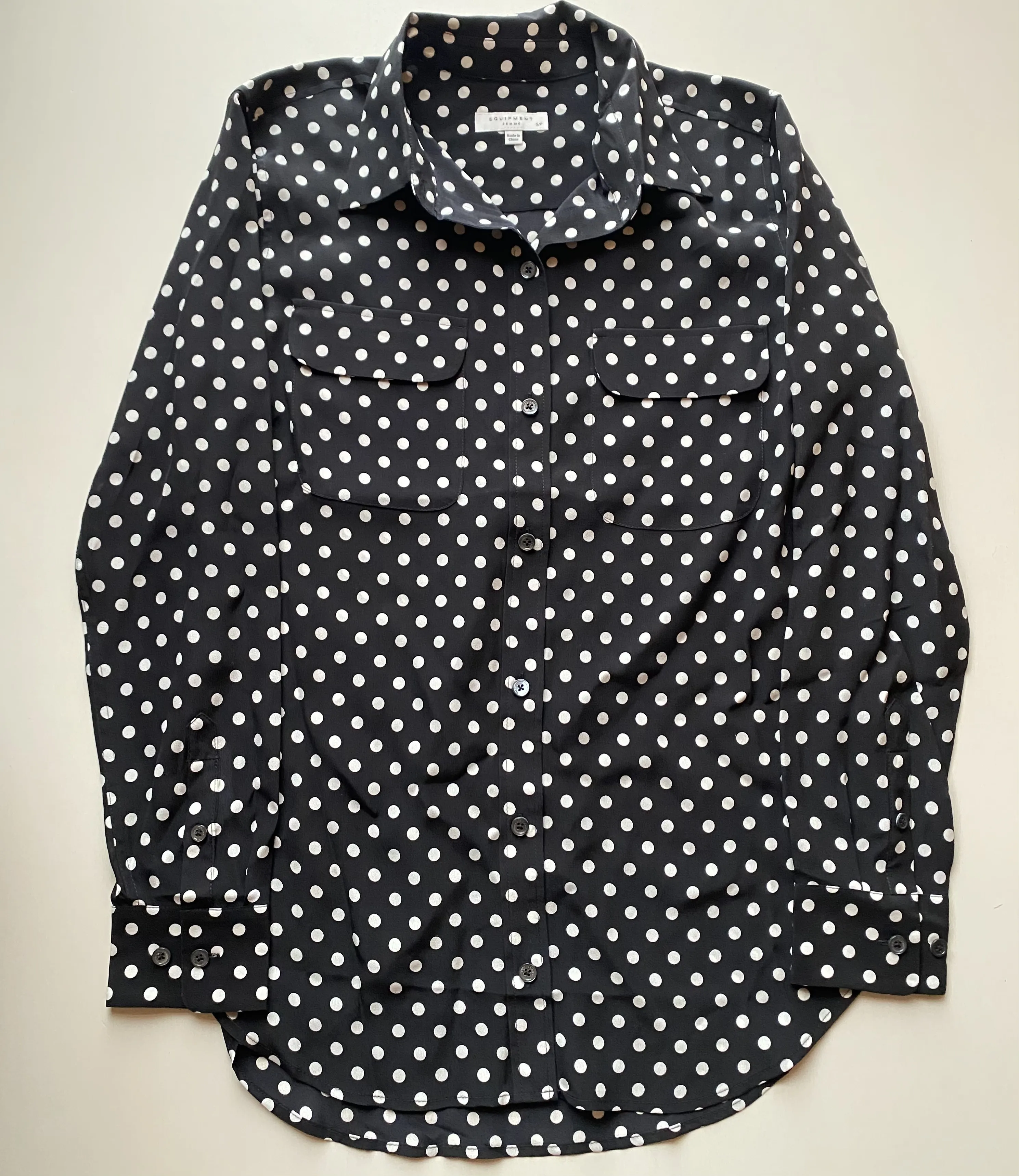 Equipment  |Dots Casual Style Silk Long Sleeves Medium Office Style