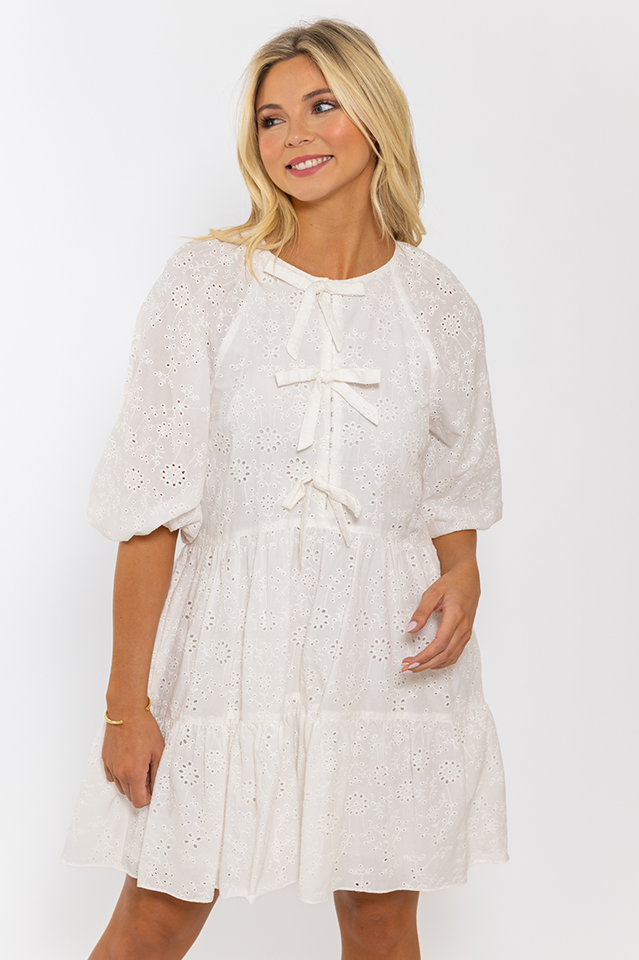 Eyelet Bow Tier Dress