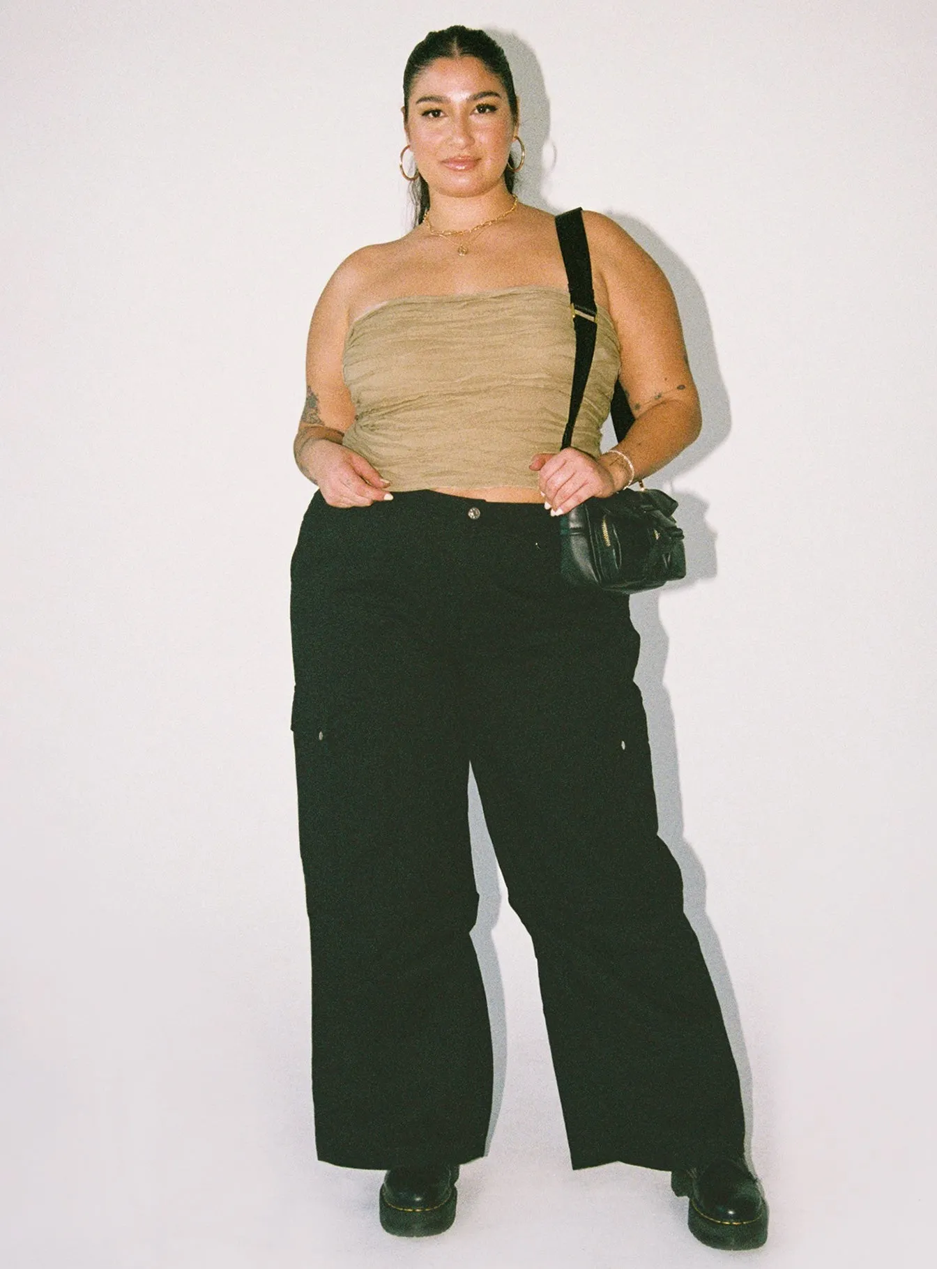 Fallout Mid Rise Cargo Pants Black Curve