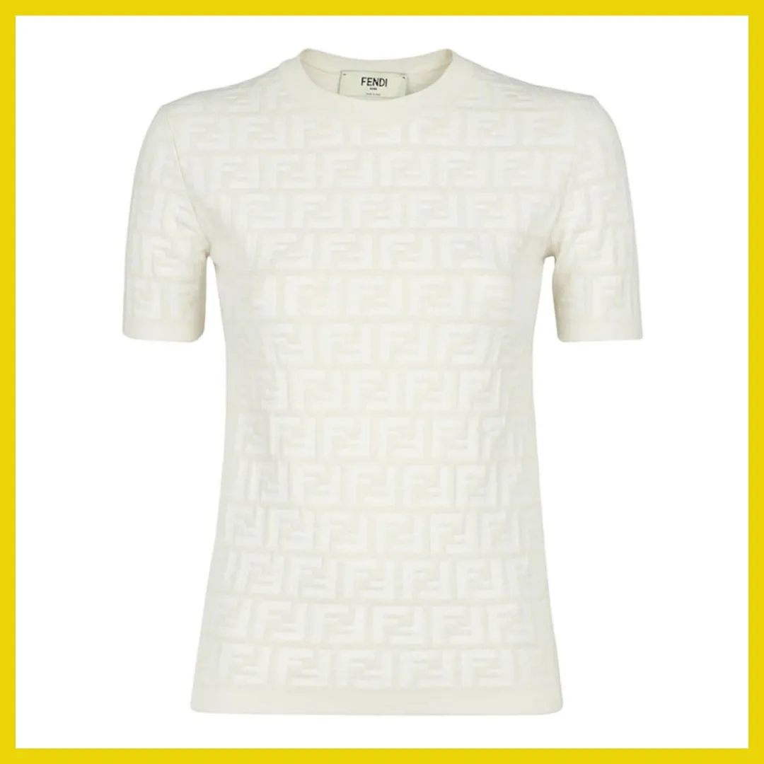 FENDI  |Casual Style Short Sleeves Office Style Elegant Style