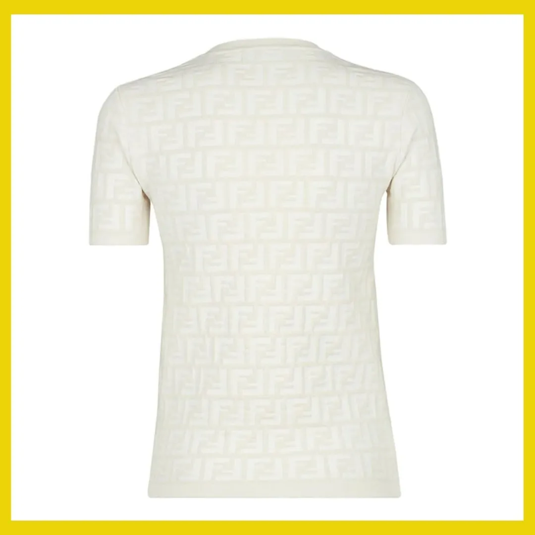 FENDI  |Casual Style Short Sleeves Office Style Elegant Style