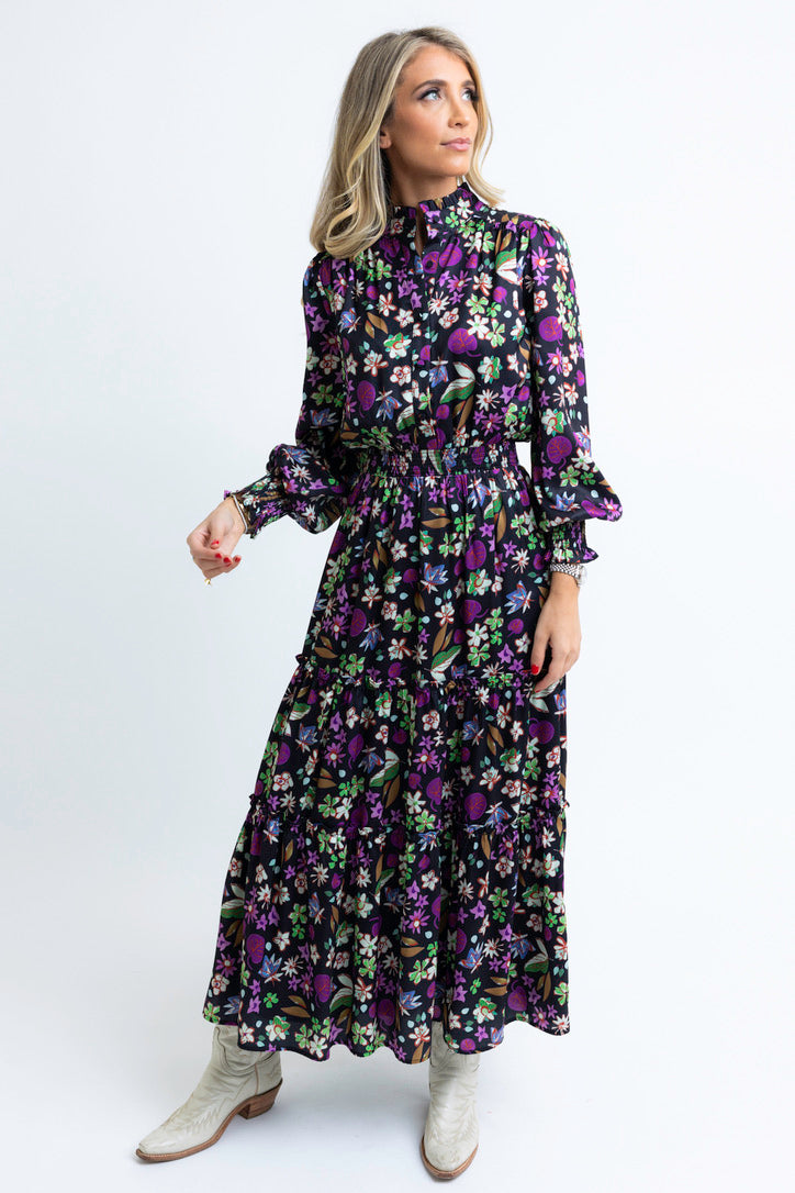 Floral Satin Maxi Dress