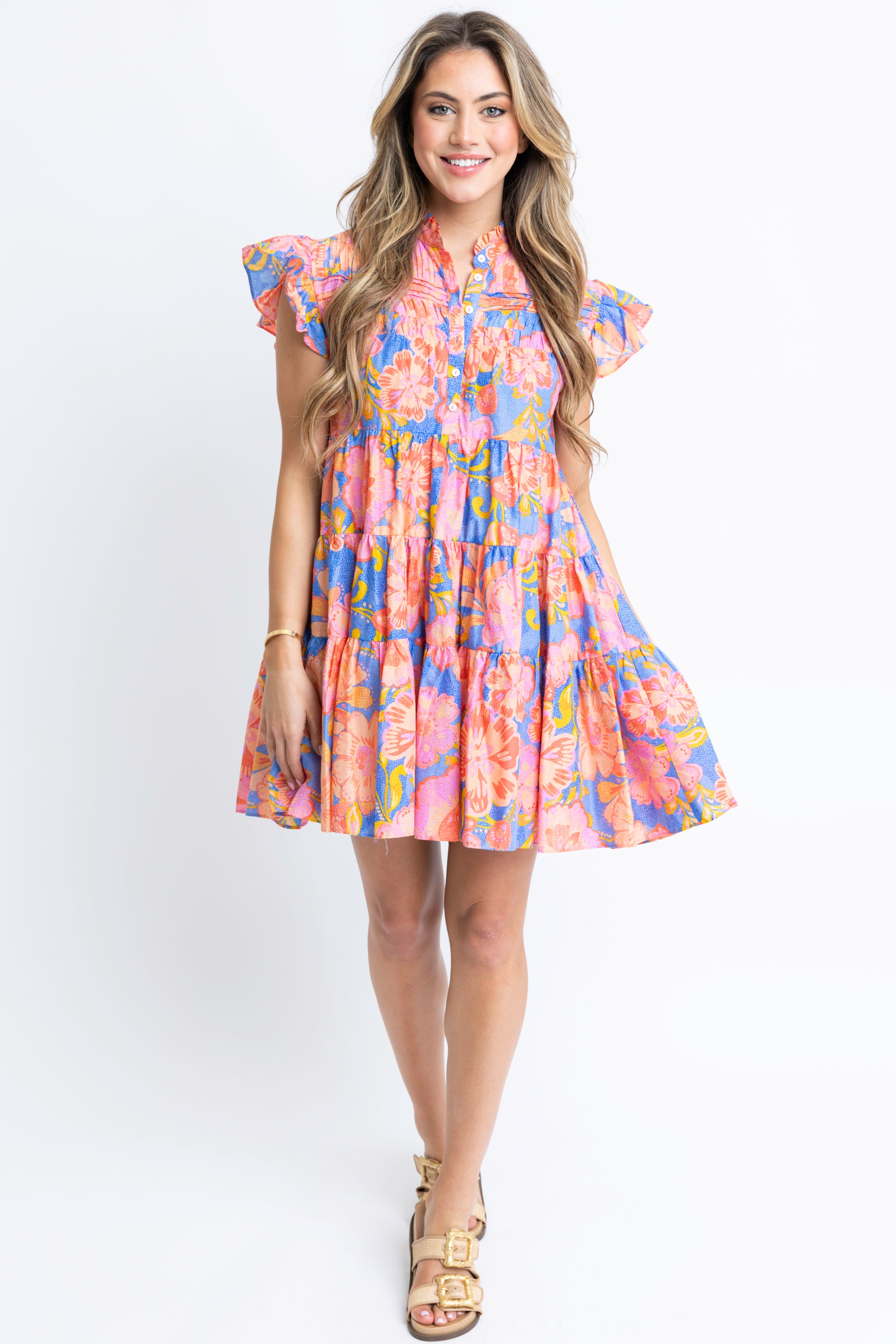 Floral Tier Pleat Dress