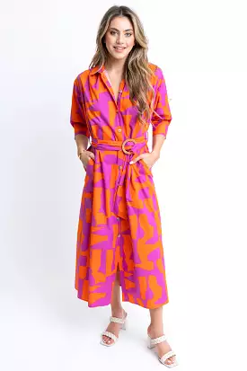 Geometric Poplin Maxi Dress