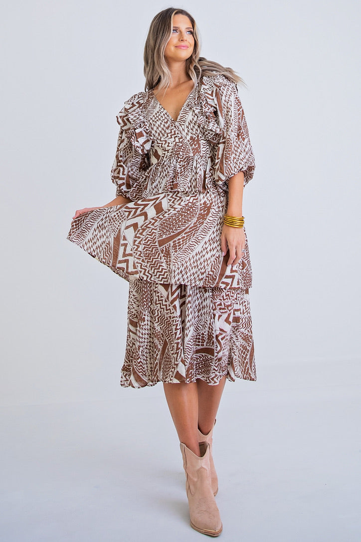 Geometric Tribal Midi Dress