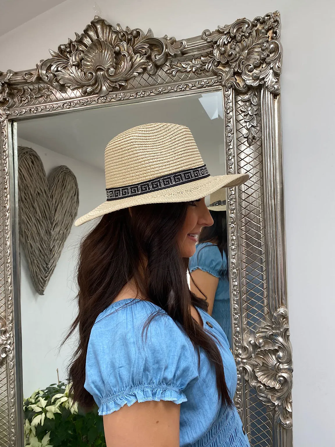 Greek Style Diamante Wrap Straw Hat Kylie