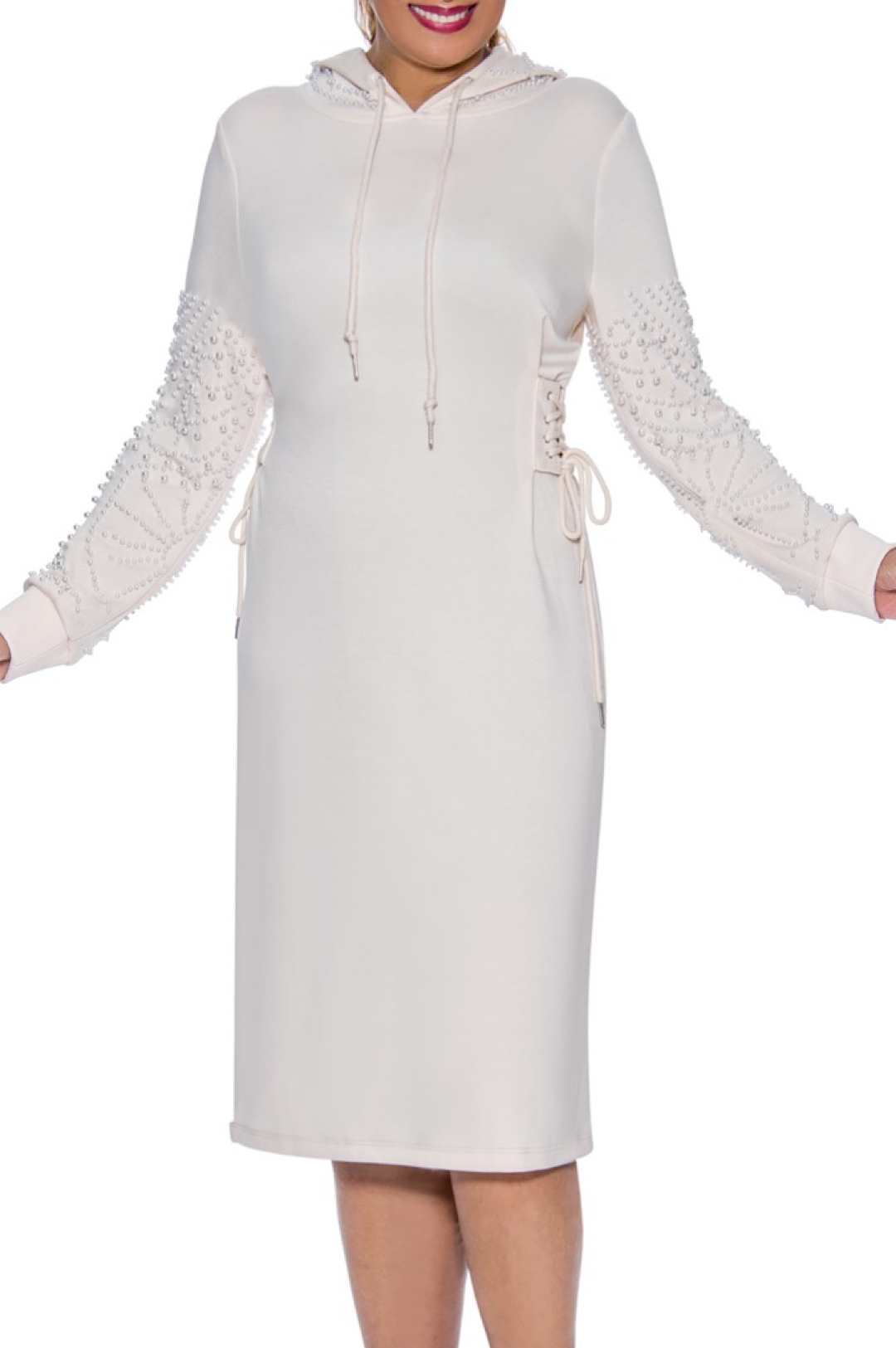 Ivory Pearl Hoodie Dress