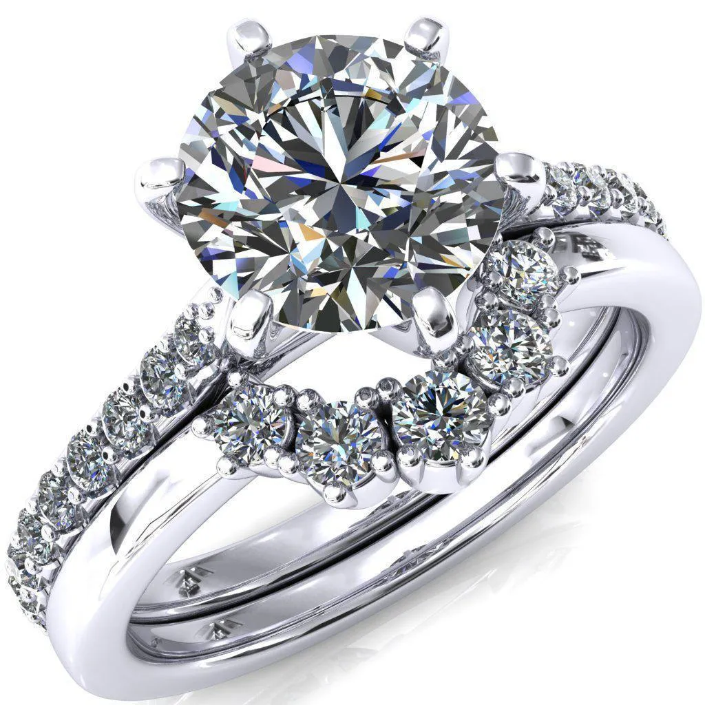 Kelsy Round Lab-Grown Diamond Center Stone 6 Prong 3/4 Shared Scalloped Inverted Cathedral Ring