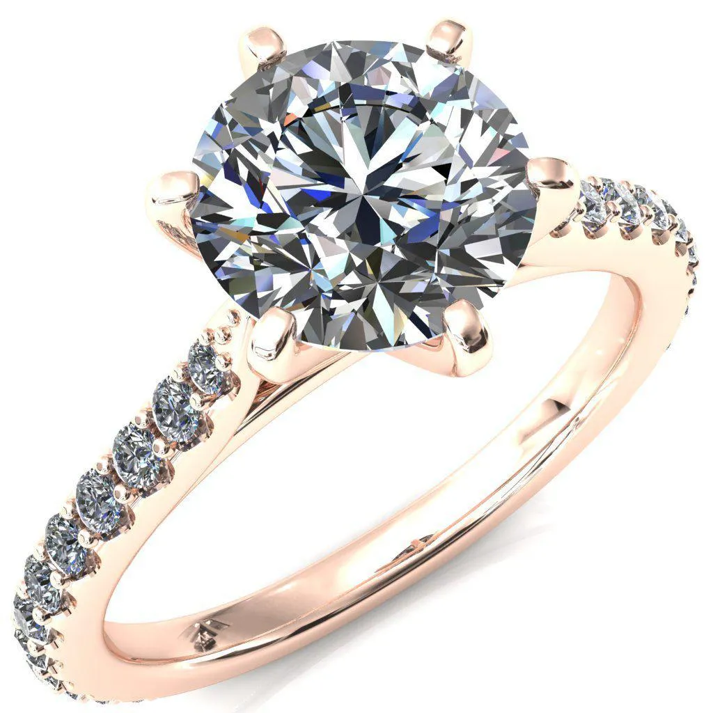 Kelsy Round Lab-Grown Diamond Center Stone 6 Prong 3/4 Shared Scalloped Inverted Cathedral Ring