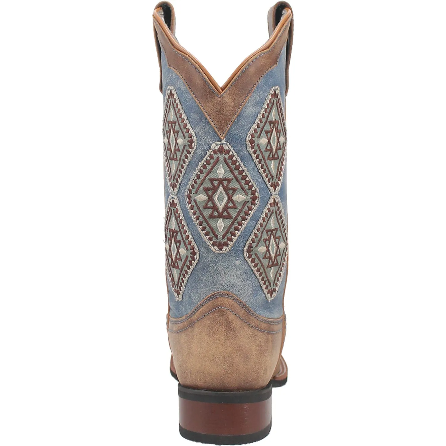 Laredo Womens Santa Fe Tan/Blue Denim Leather Cowboy Boots