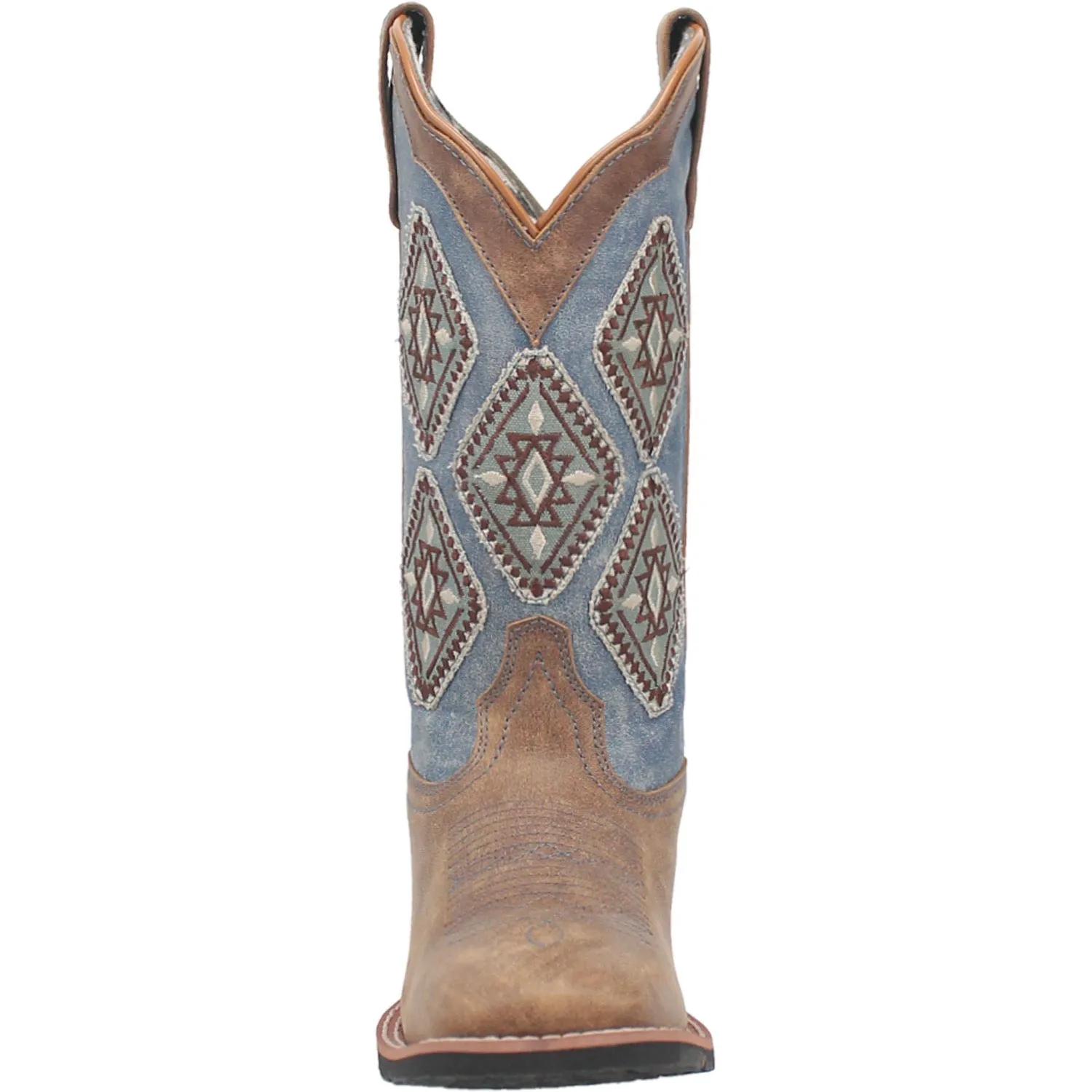 Laredo Womens Santa Fe Tan/Blue Denim Leather Cowboy Boots