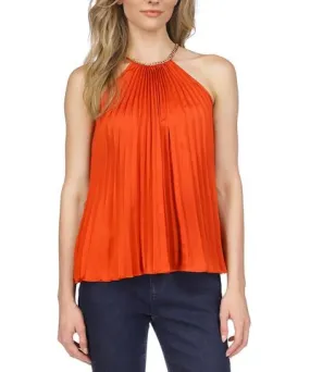 MICHAEL Michael Kors Womens Pleated Sleeveless Pullover Top