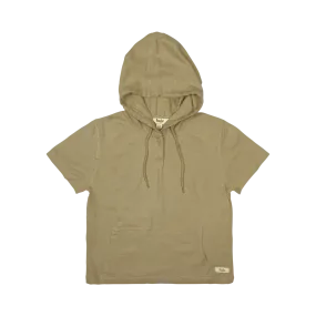 MOSS LINEN HOODED TOP-Taupe