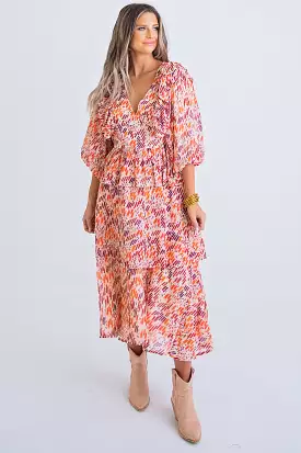 Multi Abstract Midi Dress