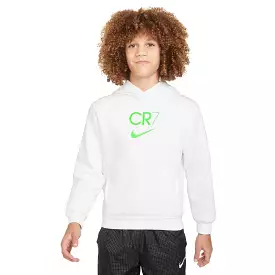 Nike Youth CR7 Fleece Football Hoodie (White/Green Strike)