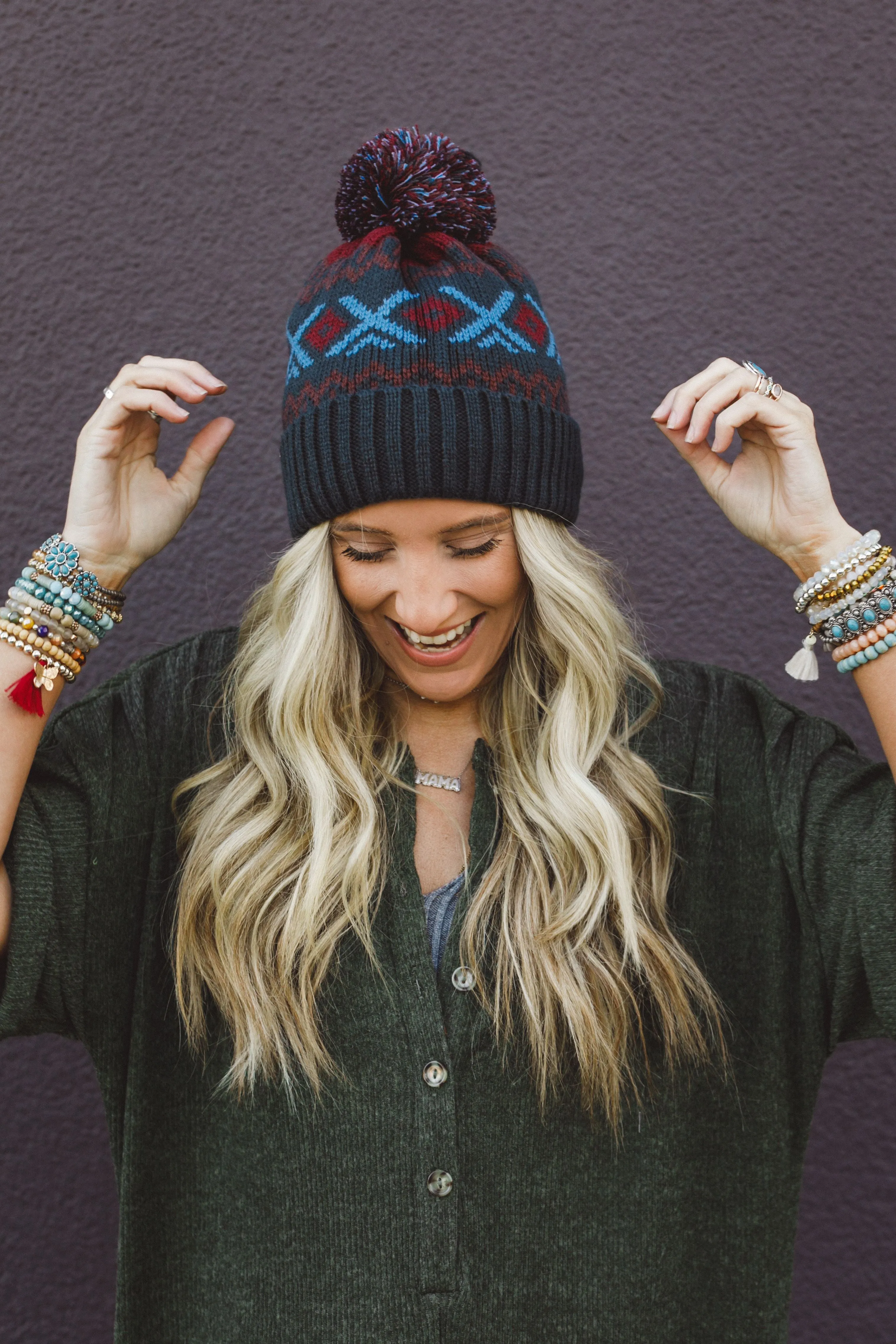 Nili Pom Beanie - Blue Multi